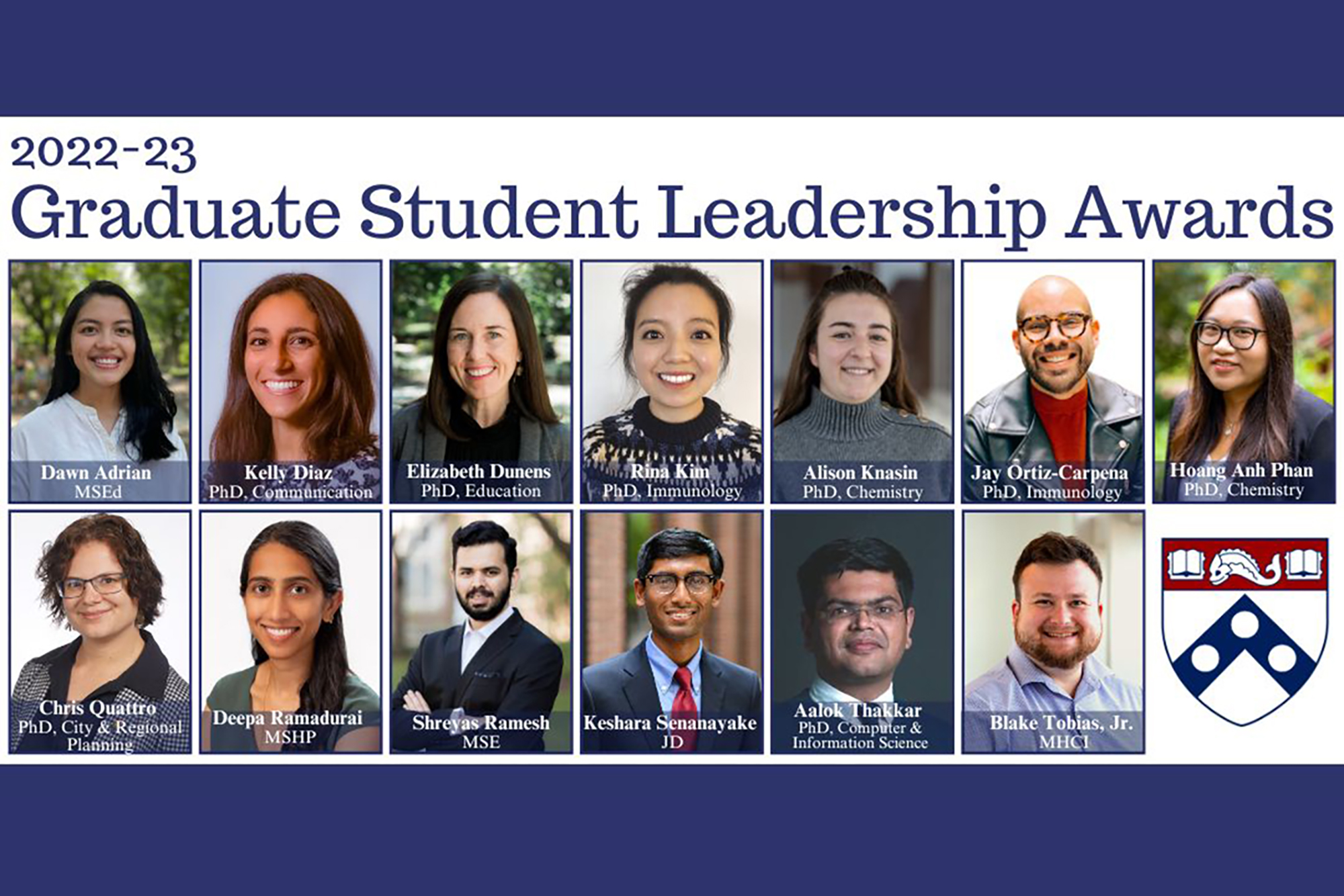 Penn’s 202223 Graduate Student Leadership Awards Penn Today